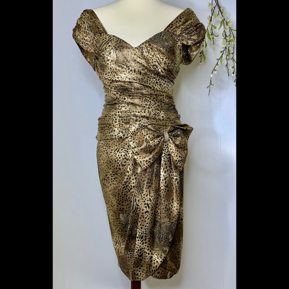 Night Way Glam gold dress with rhinestone in Sz 12